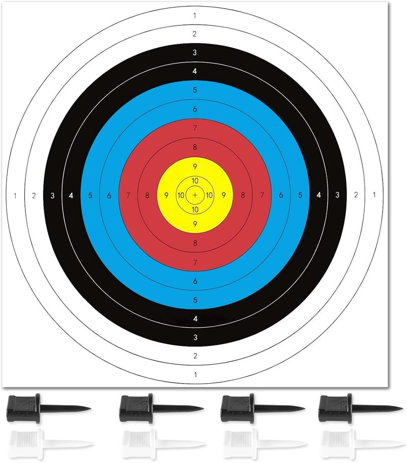 Highwild أهداف رماية ورقية قياسية - 16X16 بوصة - 10 حلقات لأهداف القوس والسهم - ملحقات رماية للصيد - عبوة 30 قطعة - Image 1